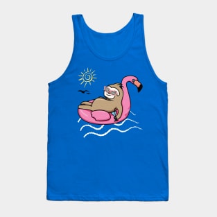 Chilling flamingo sloth beach 1 Tank Top